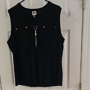 Anne Klein Black Tank Top with Silver Zipper